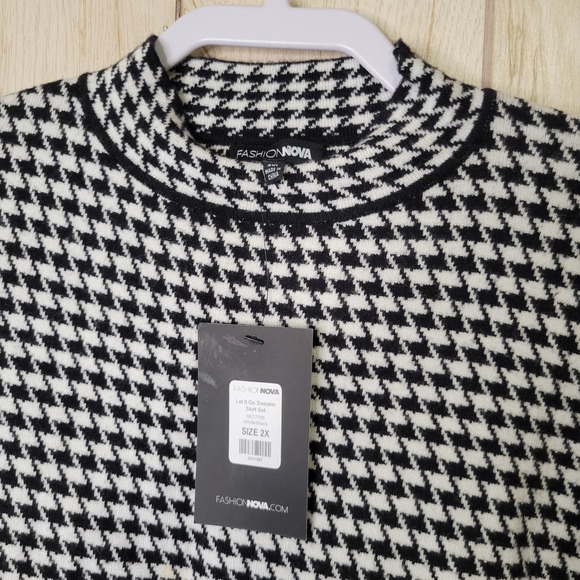 Fashion Nova Let It Go Houndstooth Sweater 2X - Picture 4 of 5